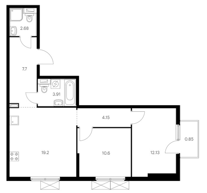 2-комнатная квартира 61.22 м², 13/15 эт., ЖК «Янинский лес»